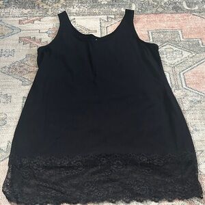 Soma Black Lace Trim Tank Top Large